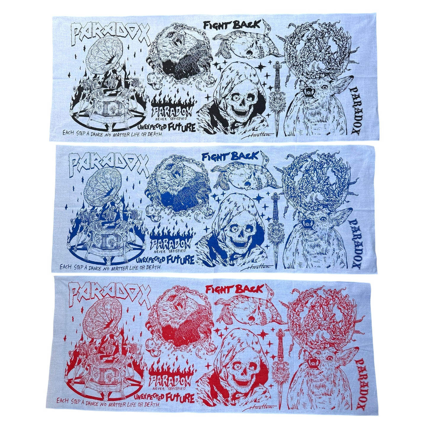 Hirotton Fight back 手拭い Tenugui (Black/White)