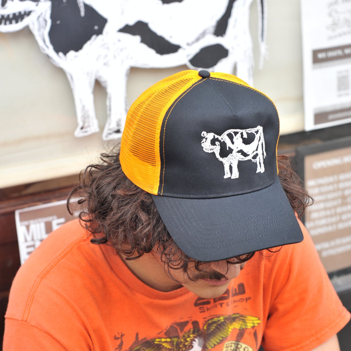 Cow Trucker (Navy/Orange)
