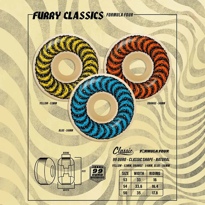 Spitfire x Grimple F4 Furry Classics 99 Skateboard Wheels - White 56mm