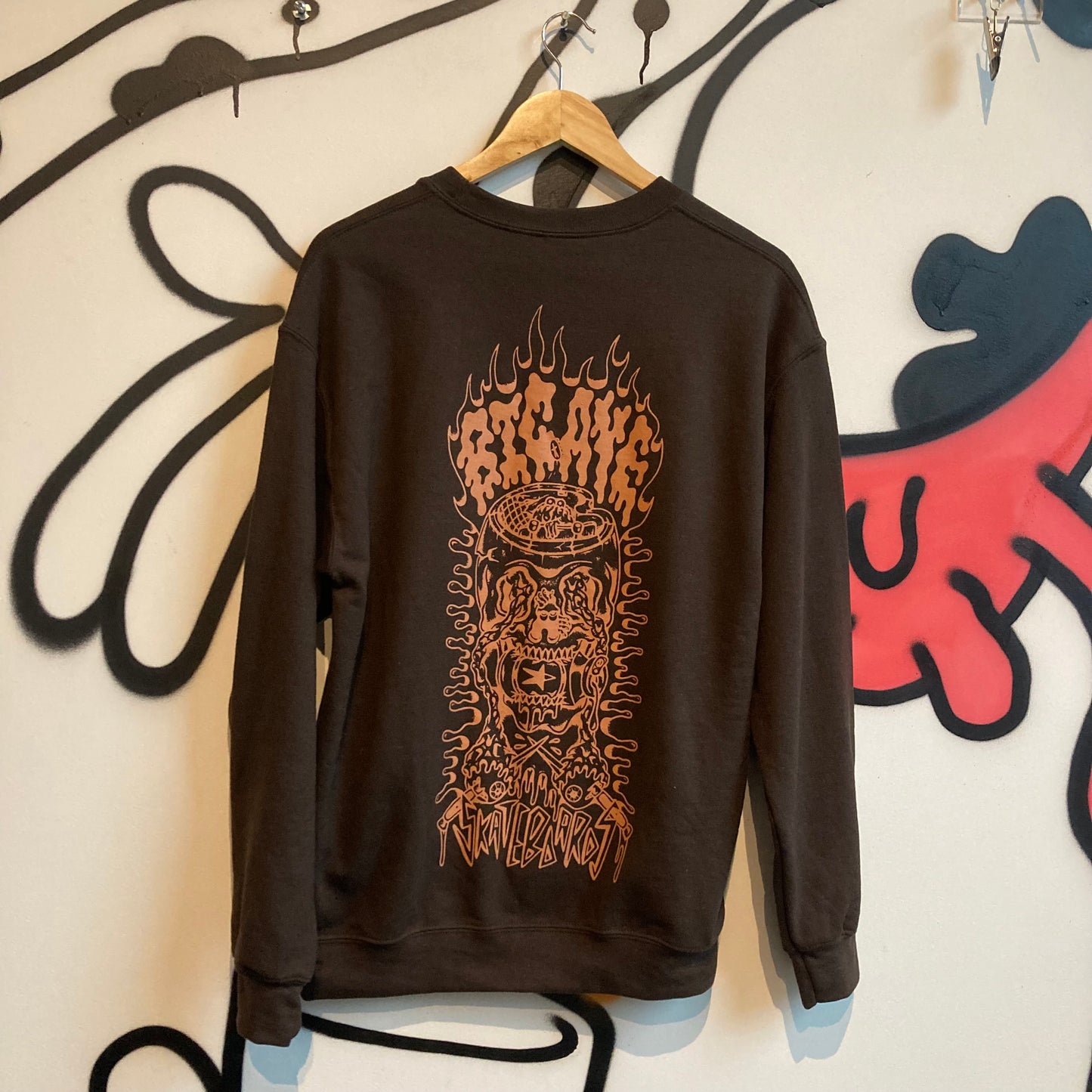 Big Aye Skateboards Logo Sweatshirt - Brown