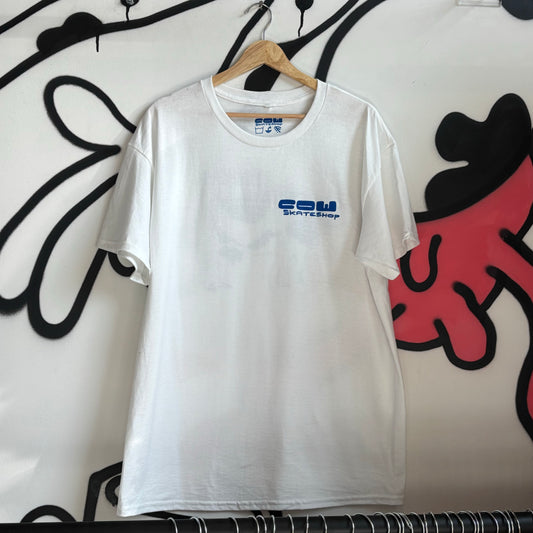 Cow Skateshop Shop Tee (White/Blue)