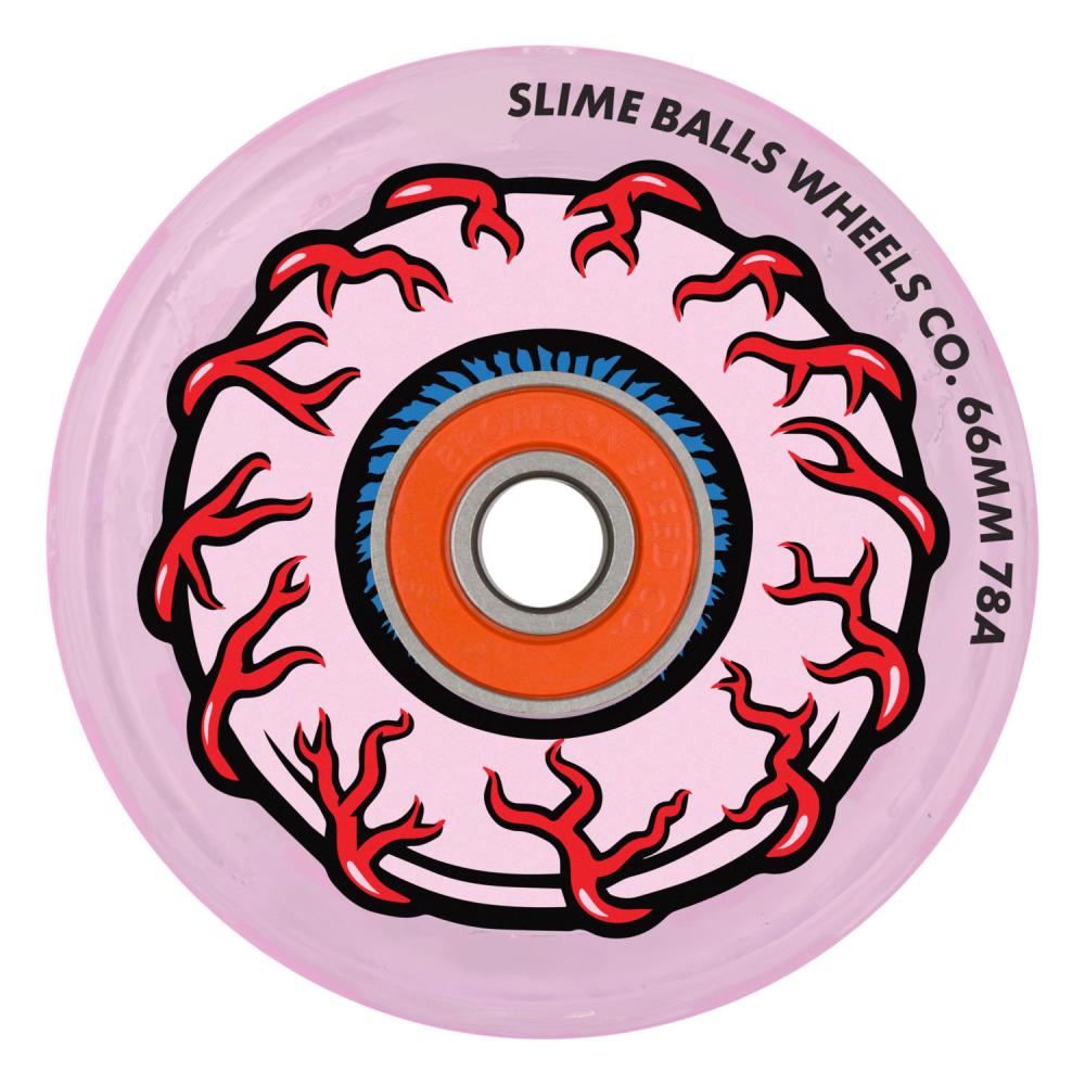 Slime Balls Wheels Pink Eyes Light Ups OG Slime 66MM (Pink)